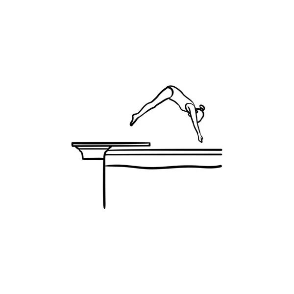 Πισίνα θηλυκό καταδύσεις χέρι διάρθρωσης doodle εικονίδιο. — Διανυσματικό Αρχείο