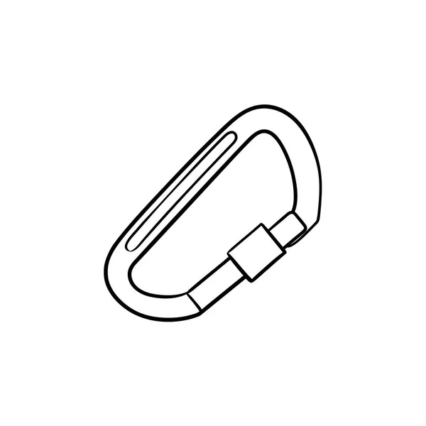 Klettern Karabiner Hand gezeichnete Umrisse Doodle-Symbol. — Stockvektor