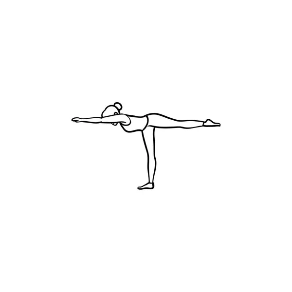 Donna che fa yoga posa disegnato a mano contorno icona scarabocchio . — Vettoriale Stock