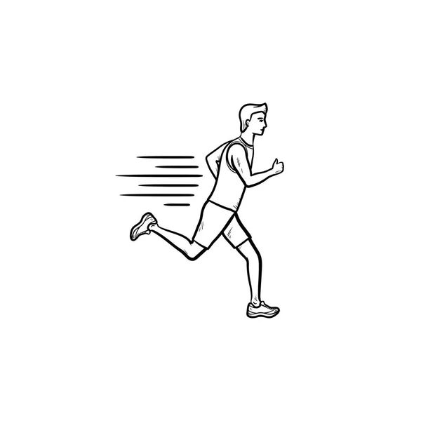 Courir homme dessiné à la main contour icône doodle . — Image vectorielle