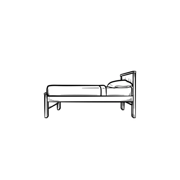 单人床手绘轮廓涂鸦图标. — 图库矢量图片