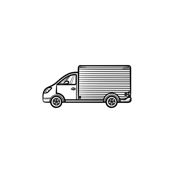 Рука Delivery van намальована контурна піктограма каракулі . — стоковий вектор