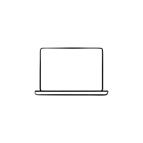 Kontur wyciągnąć rękę otwarty laptop doodle ikona. — Wektor stockowy