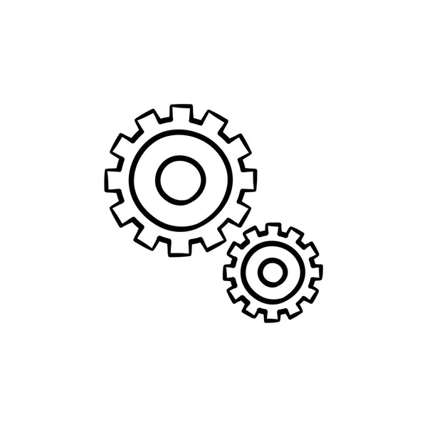 Ensemble de deux engrenages dessinés à la main contour icône doodle . — Image vectorielle