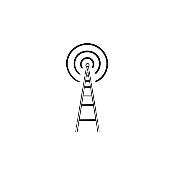 Radio tower handritad disposition doodle ikonen. — Stock vektor