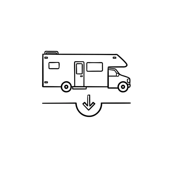 Camper handgezeichnete Umrisse Doodle-Symbol. — Stockvektor