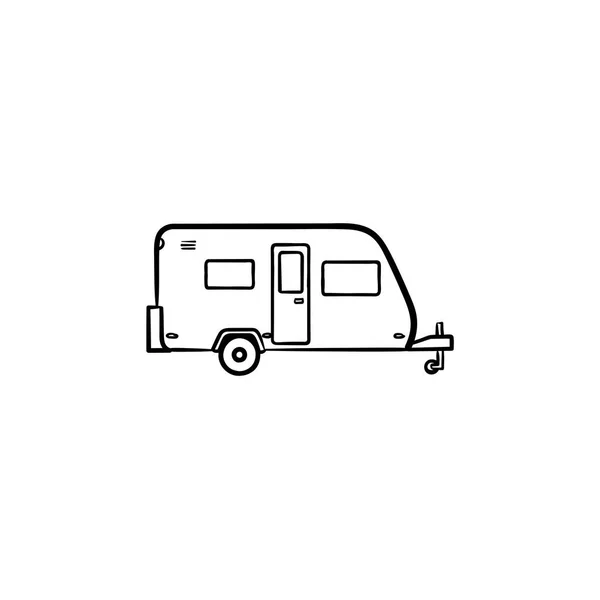 Camper hand drawn outline doodle icon. — Stock Vector