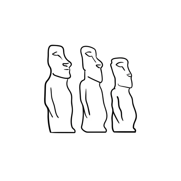 Påskön statyer handikonen dragna konturen doodle. — Stock vektor