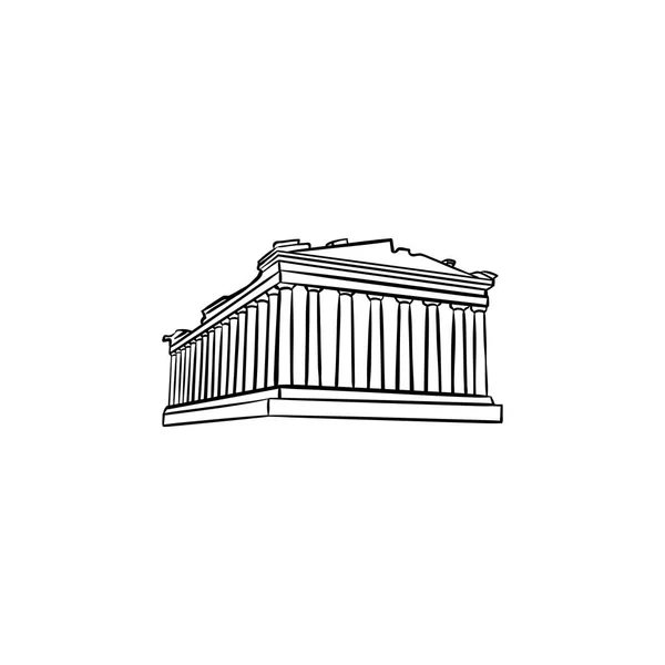 Acrópolis en Atenas esbozo dibujado a mano garabato icono . — Vector de stock
