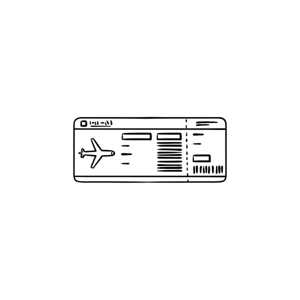 Airplane ticket hand drawn outline doodle icon. — Stock Vector