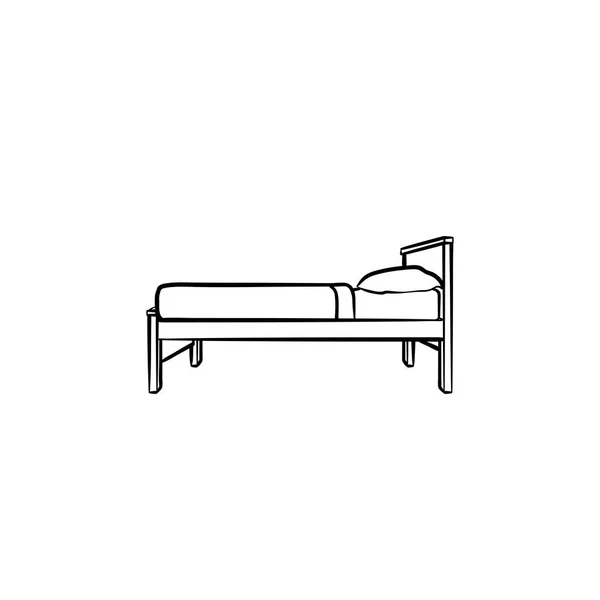 Cama individual dibujado a mano esbozo garabato icono . — Archivo Imágenes Vectoriales