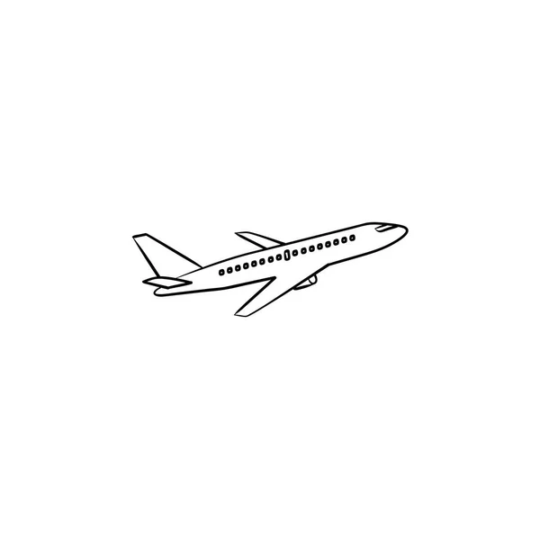 Flying plane hand drawn outline doodle icon. — Stock Vector