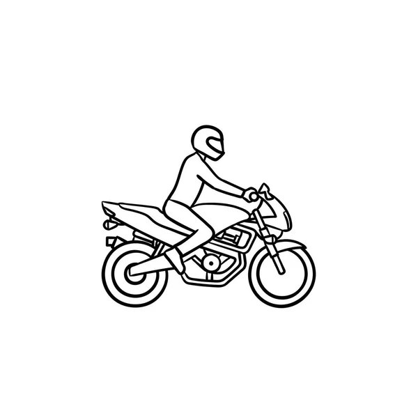 Motocross-Fahrer Hand gezeichnet Umriss Doodle-Symbol. — Stockvektor