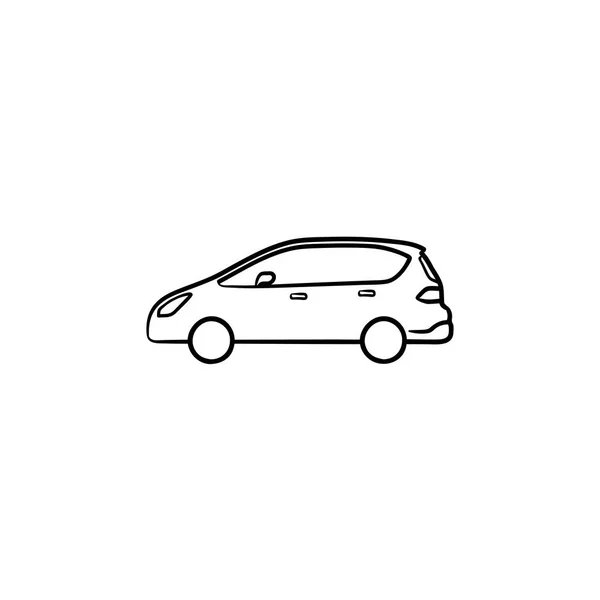 Voiture vue de côté dessiné à la main contour icône doodle . — Image vectorielle