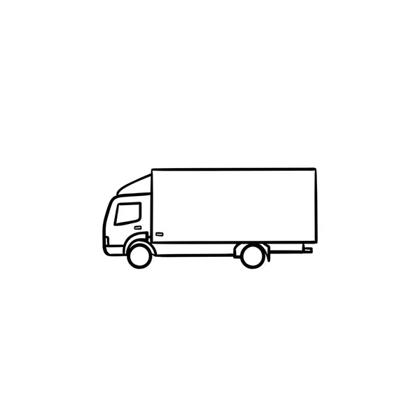 Dostawy samochodów ciężarowych ręki ikonę doodle wyciągnąć konturu. — Wektor stockowy