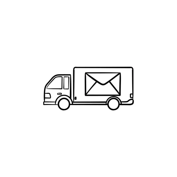 Correo van dibujado a mano esbozo garabato icono . — Vector de stock