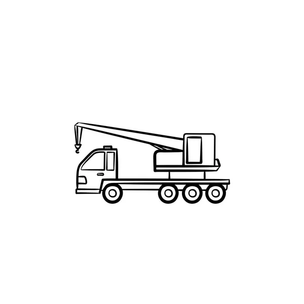 Grue camion dessiné à la main contour icône doodle . — Image vectorielle