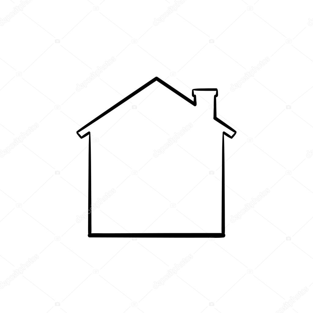 House with chimney hand drawn outline doodle icon. Home, real estate, mortgage, neighbourhood concept. Vector sketch illustration for print, web, mobile and infographics on white background.
