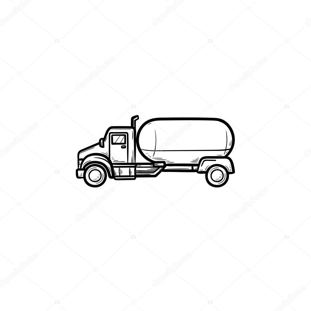 Fuel truck hand drawn outline doodle icon.