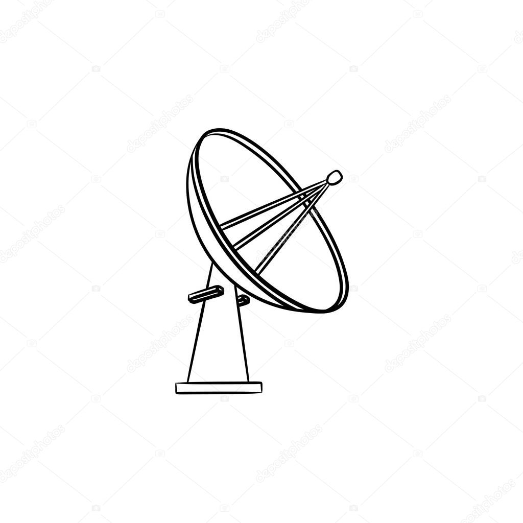 Satellite antenna hand drawn outline doodle icon.