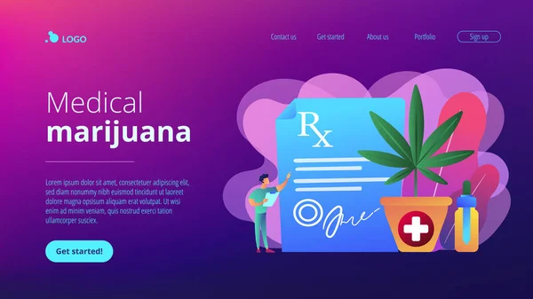 Página de aterrizaje del concepto de marihuana medicinal . — Vector de stock
