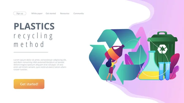 Concetto di riciclaggio chimico landing page . — Vettoriale Stock