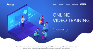 Webinar izometrik 3d açılış sayfası.