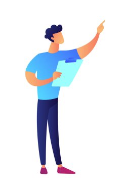 İşadamı veren sunu vektör çizim.