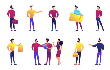 Vektör çizimler set ayakta işadamı.