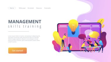 Yöneticiler atölye çalışması konsepti iniş sayfası.