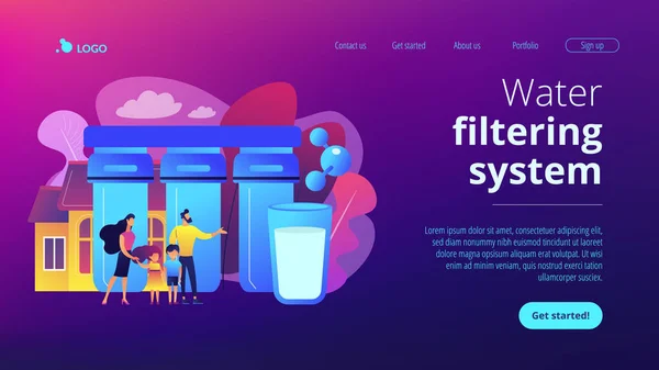 Wasserfiltersystem-Konzept Landing Page. — Stockvektor