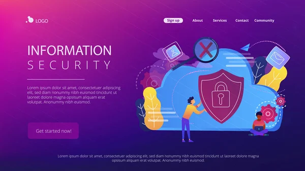 クラウドコンピューティングセキュリティコンセプトランディングページ. — ストックベクタ