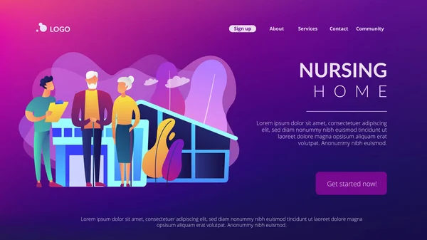 Vårdhemskoncept landningssida. — Stock vektor