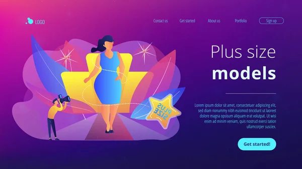 Modèle taille plus concept landing page . — Image vectorielle