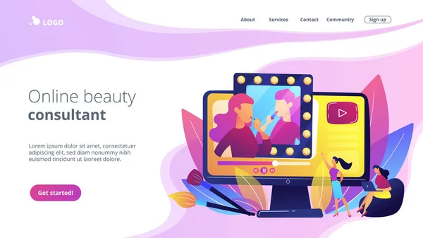 Beauty Blogger Konzept Landing Page. — Stockvektor