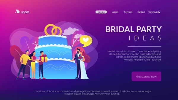 Boda fiesta concepto landing page . — Archivo Imágenes Vectoriales