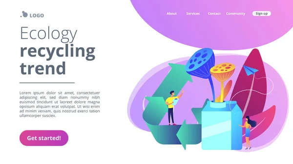 Upcycling concepto landing page . — Vector de stock