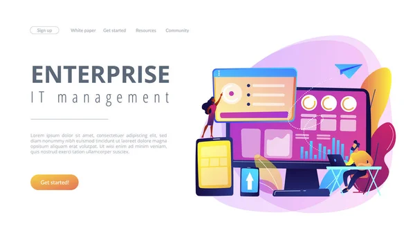 Enterprise IT Management Konzept Landing Page. — Stockvektor