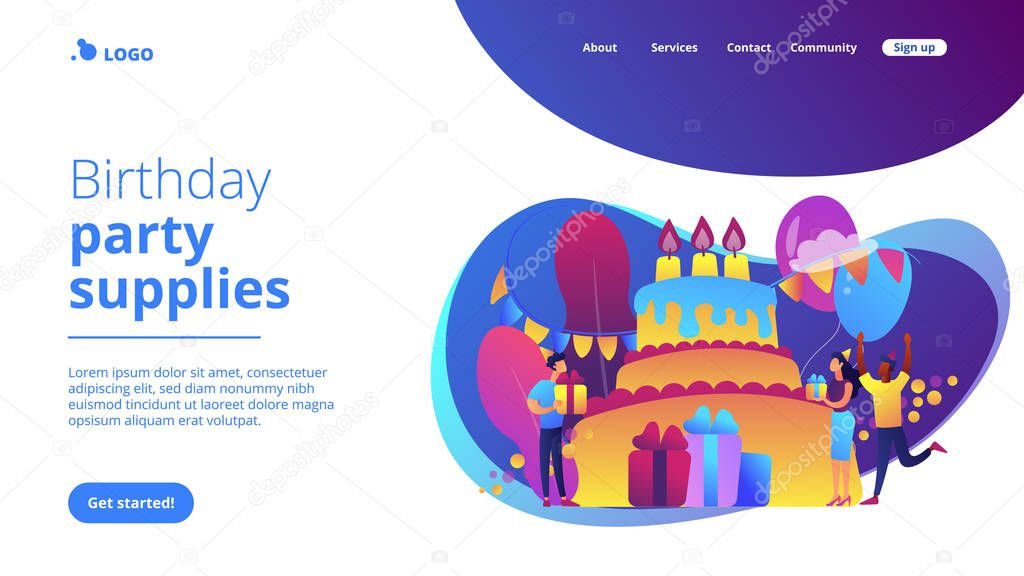 Birthday party concept landing page.