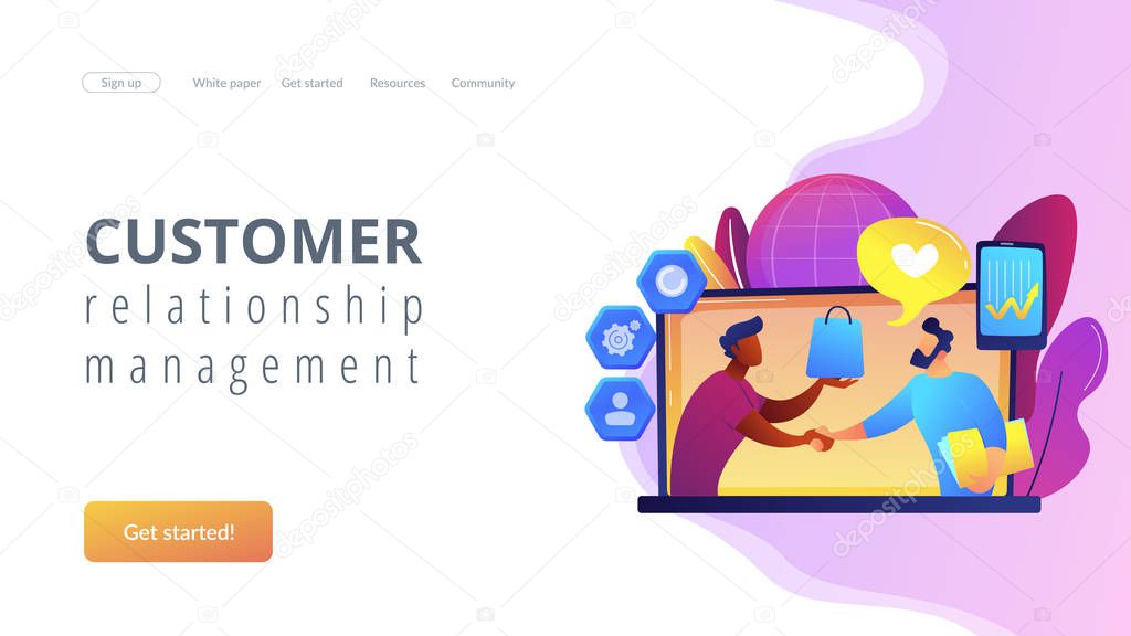 Customer Relationship Management concept landing page.