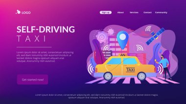 Autonomous taxi concept landing page. clipart