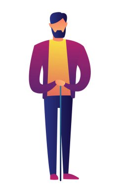 Komuta sizde bir baston vektör çizim ile ayakta.