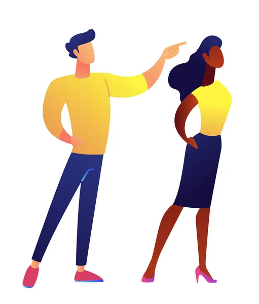 Femme d'affaires et homme d'affaires montrant du doigt l'illustration vectorielle . — Image vectorielle