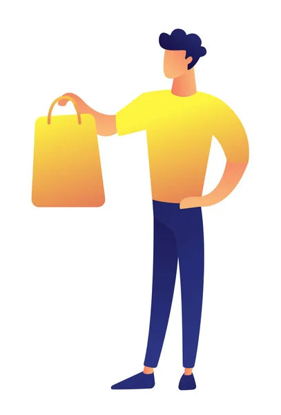 Uomo d'affari con shopping bag illustrazione vettoriale . — Vettoriale Stock