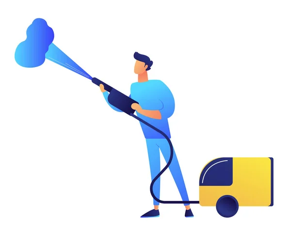 Cleaner with vapor steam cleaner vector illustration. — Stock Vector