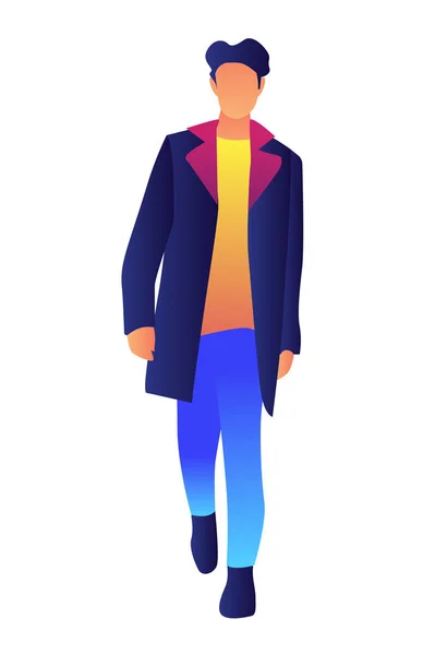 Modèle masculin élégant et élégant en illustration vectorielle de manteau de mode . — Image vectorielle