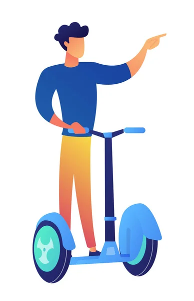 Векторная иллюстрация бизнесмена на скутере . — стоковый вектор