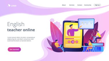 Çevrimiçi öğretim konsepti iniş sayfası.