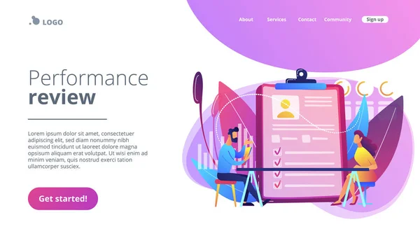 Koncept för bedömning av anställda landningssida. — Stock vektor