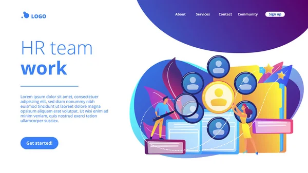 Concepto de recursos humanos landing page . — Archivo Imágenes Vectoriales